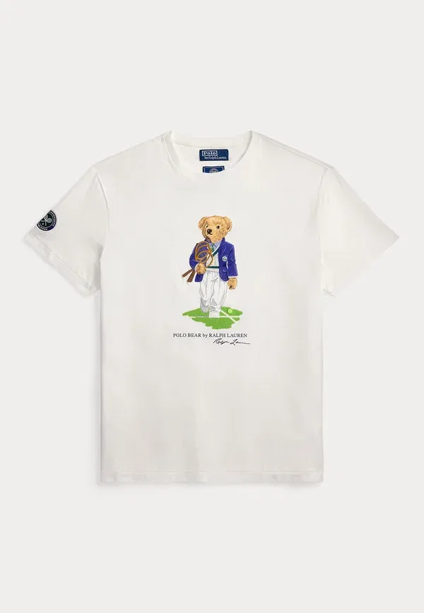 Футболка хлопковая Wimbledon classic fit polo bear t-shirt Polo Ralph Lauren, белый — фото 4