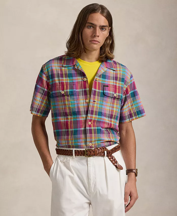 

Мужская классическая оксфордская рубашка Camp Workshirt в клетку Polo Ralph Lauren, синий