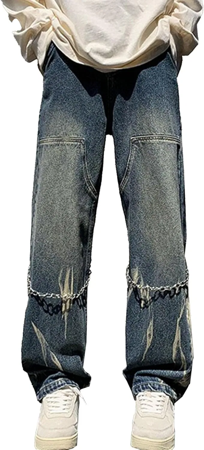 Джинсы с потертостями, Relaxed-Fit, Dark Blue