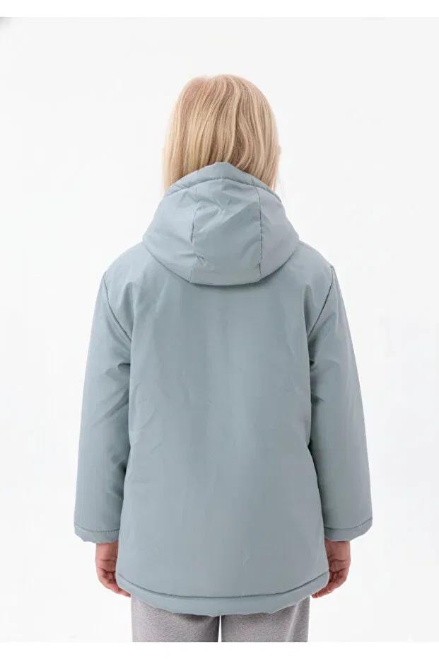 Детское зимнее пальто для девочек с капюшоном Myrab Denim, Mint Green — фото 3