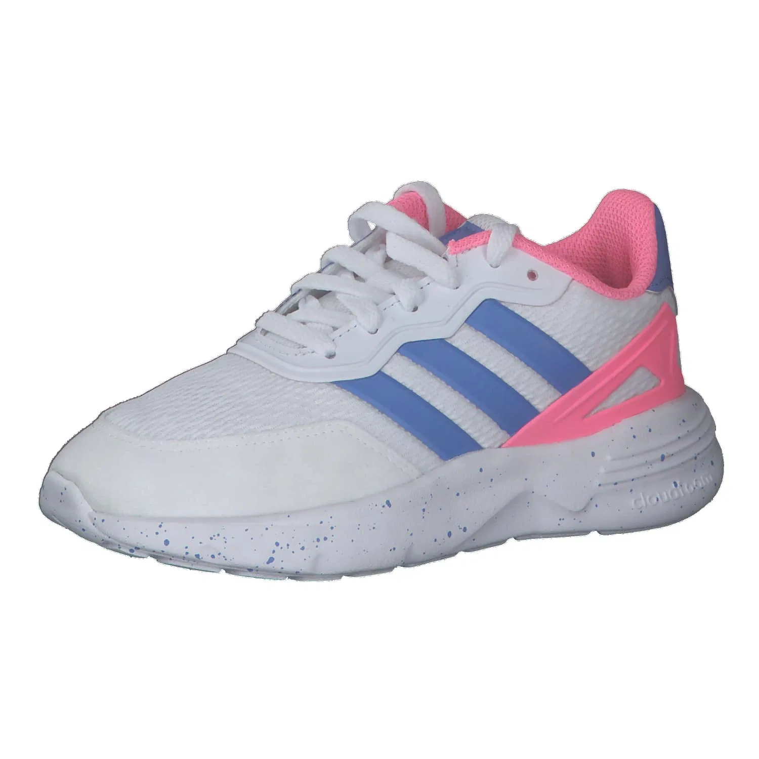 Детские кроссовки для мальчиков с принтом Nebzed Lifestyle Lace Running Adidas, Cloud White Blue Fusion Beam Pink