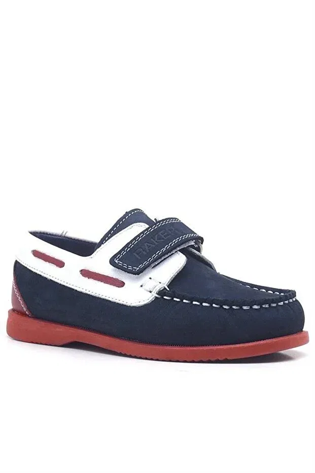 Детские кожаные кроссовки для мальчиков с ортопедической стелькой Rakerplus, Navy Blue — фото 3
