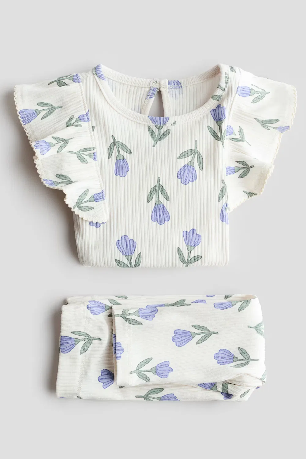 Хлопковый комплект из 2 предметов с принтом H&M, Weiß/Geblümt — фото 3