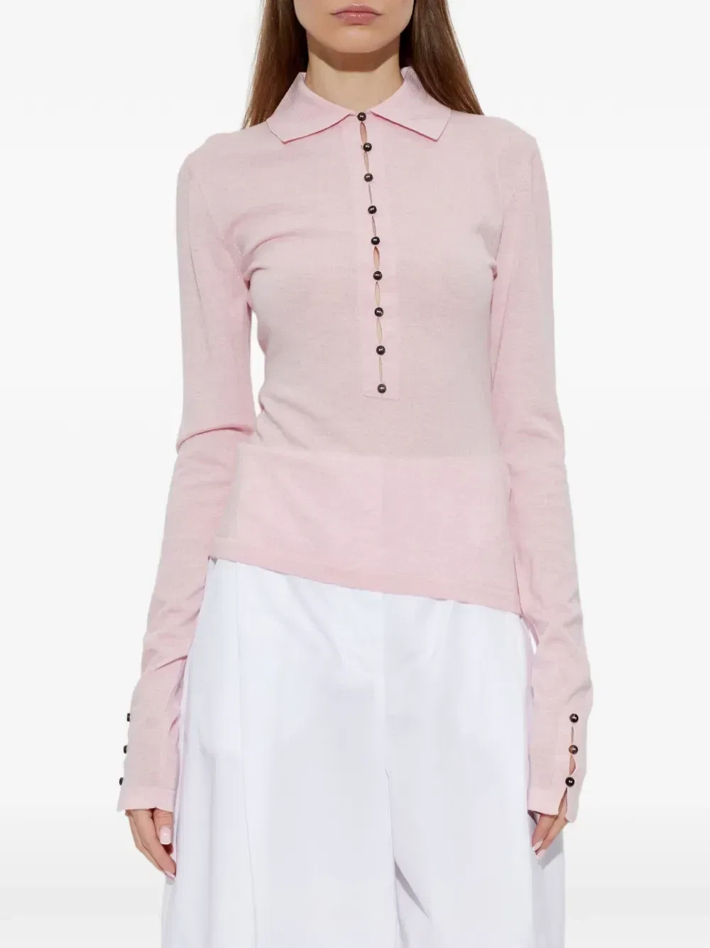 Длиннорукавная рубашка поло из мериносовой шерсти JACQUEMUS, розовый — фото 2
