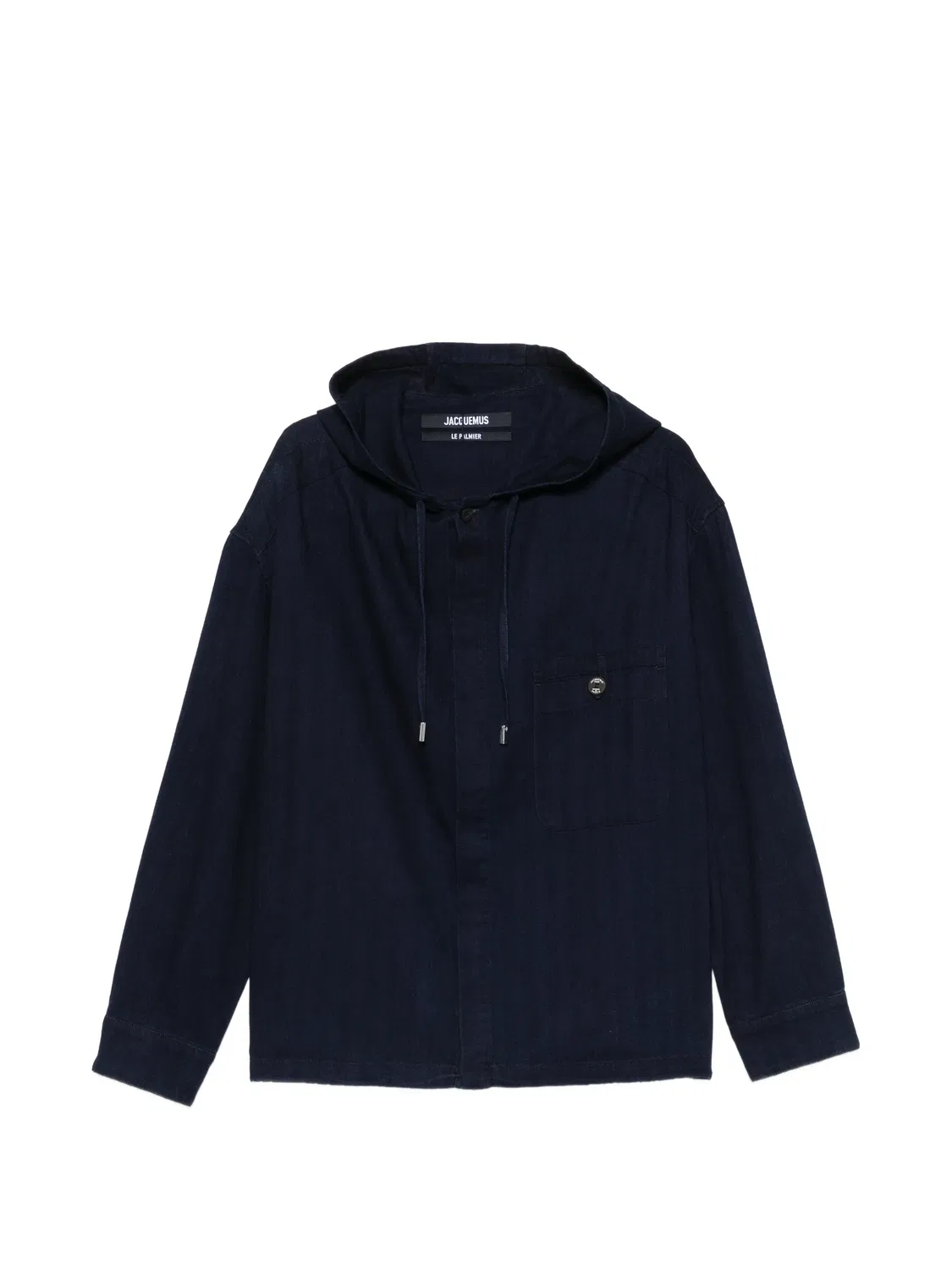 Рубашка с капюшоном в елочку синяя Jacquemus, синий