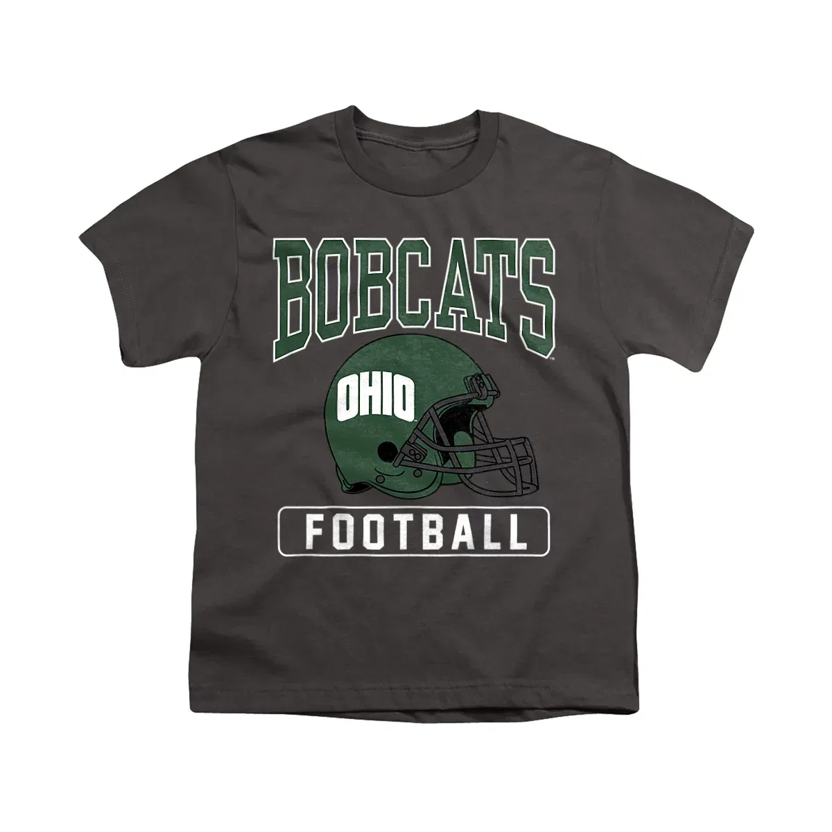 Детская футболка с принтом Ohio University Football Helmet NCAA, Charcoal