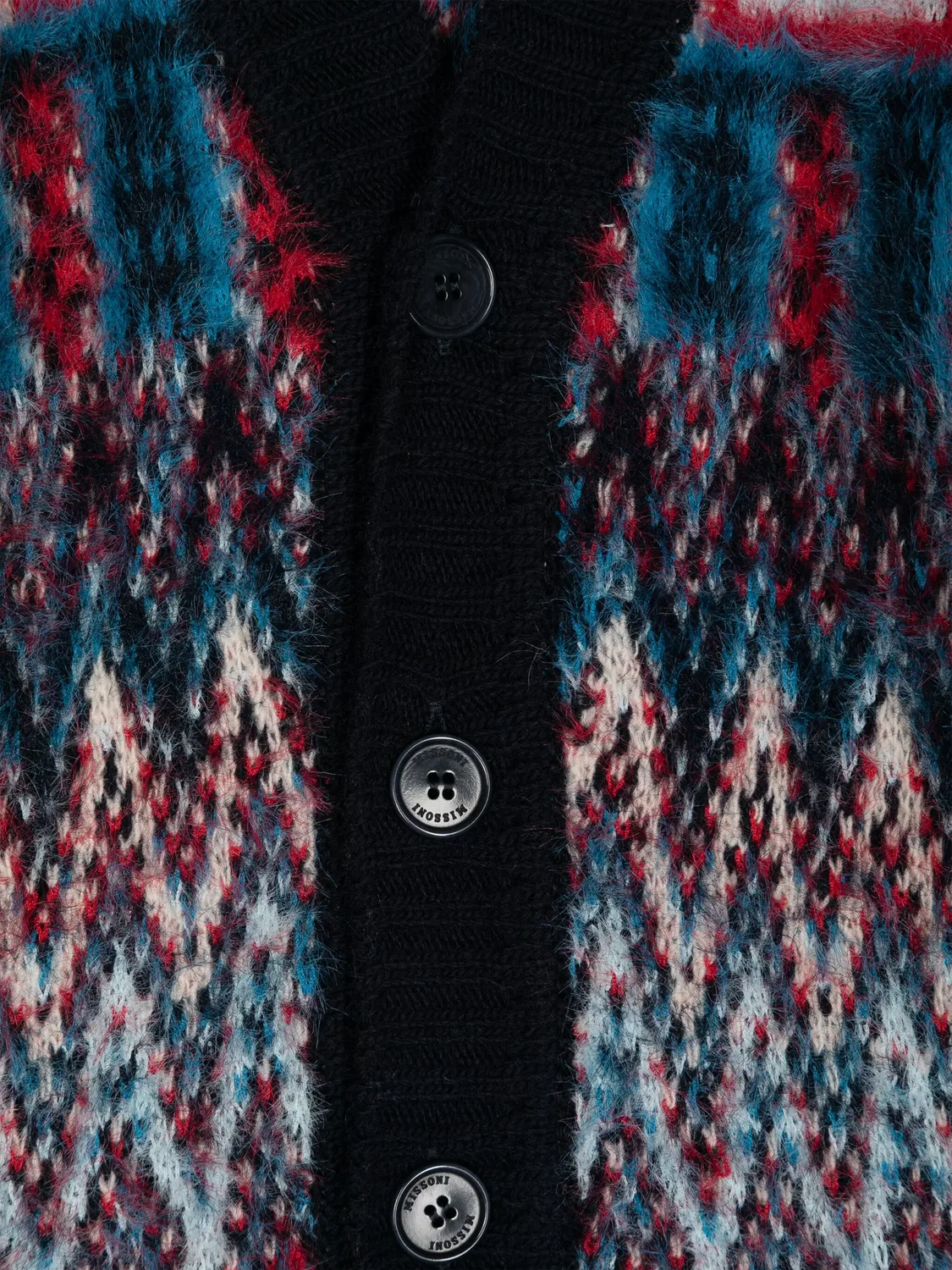 Кардиган с V-образным вырезом из ворсистой пряжи Missoni, синий — фото 3