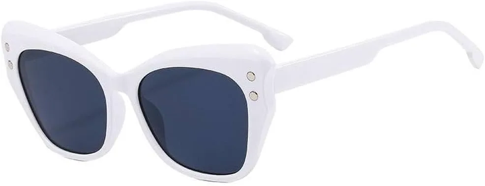 

2027 Женские солнцезащитные очки-бабочки, модные, с заклепками, контрастными полосками, дорожный солнцезащитный козырек, защита от УФ-излучения UV400 MTZJH, White