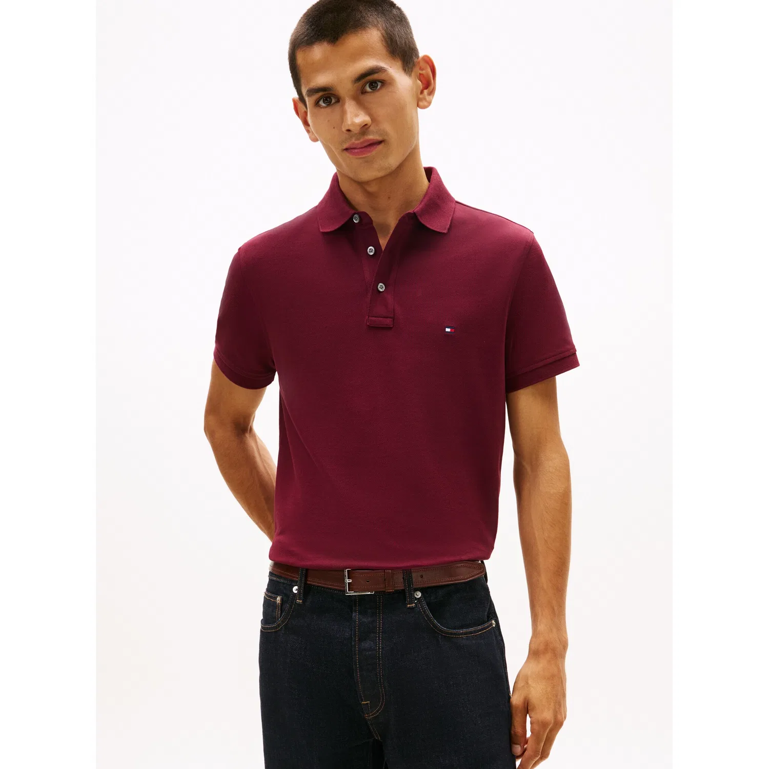 Мужское поло с пике-структурой Tommy Hilfiger, Deep Rouge