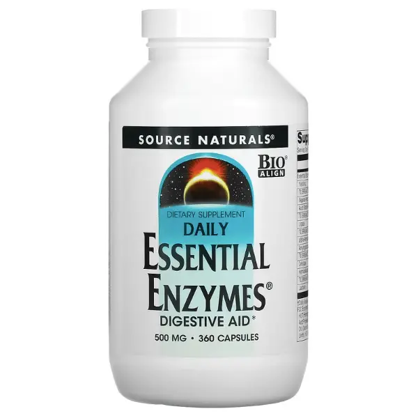 

Пищеварительные ферменты, 500 мг, Daily Essential Enzymes, 360 капсул, Source Naturals
