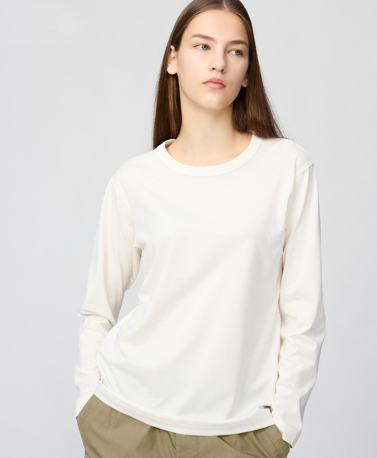 

Лонгслив Uniqlo Supima Cotton, 01 кремовый