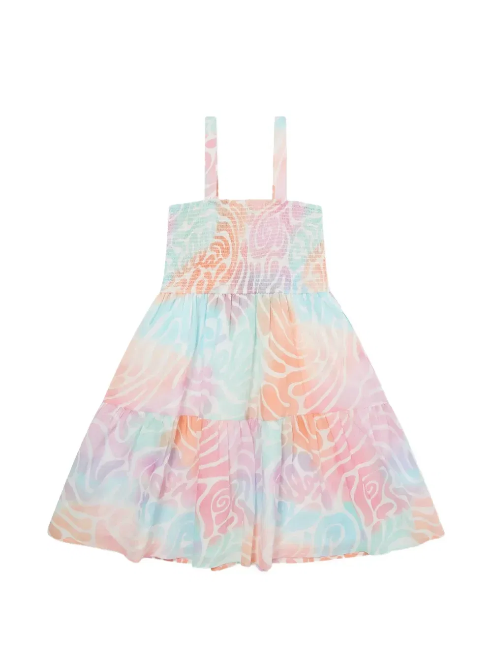 Платье в сборку с абстрактным принтом Stella McCartney Kids, белый — фото 2