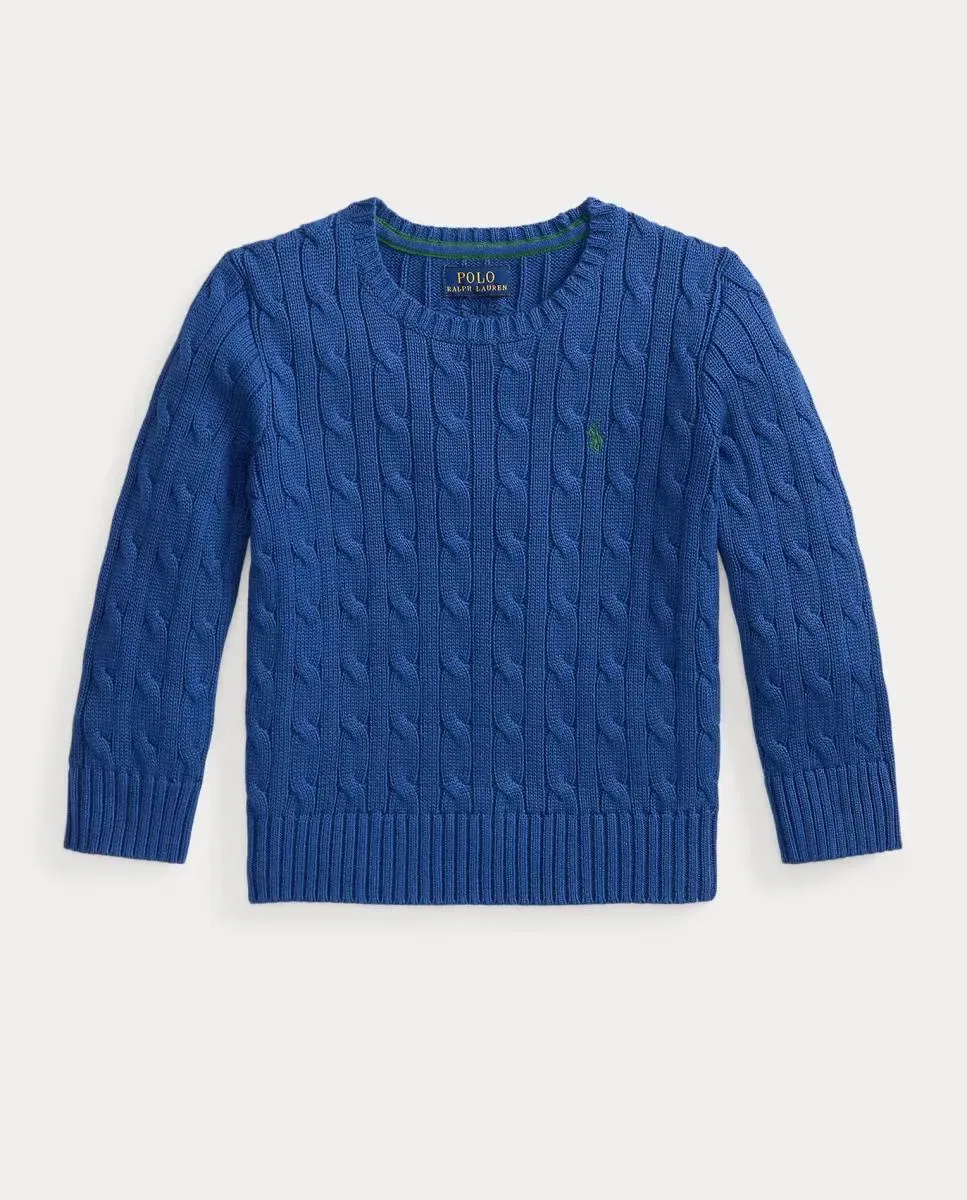 Детский джемпер из хлопка с узором «коса» Polo Ralph Lauren, Azul Índigo