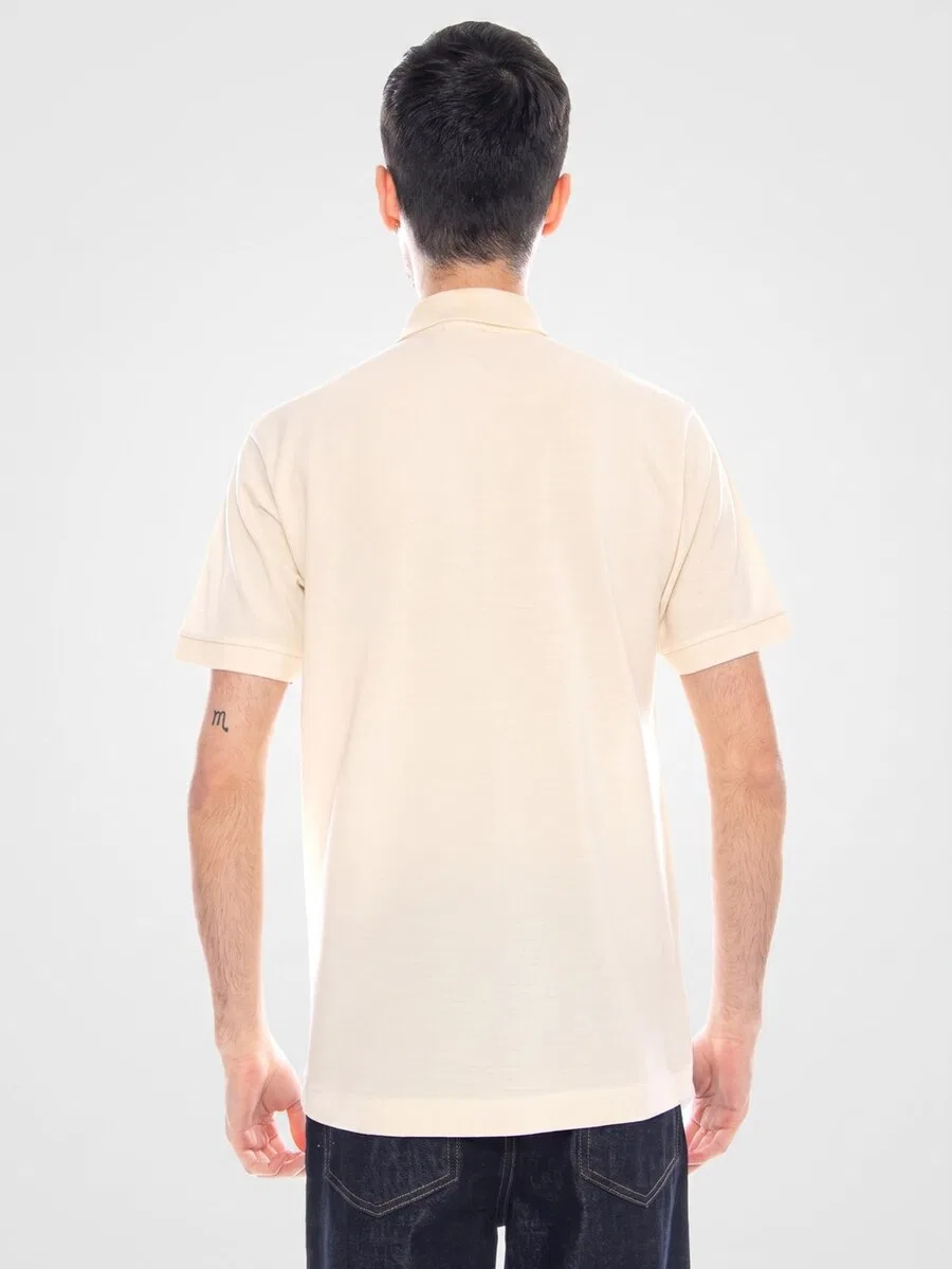 Мужская поло с коротким рукавом» бежевого цвета LACOSTE — фото 3