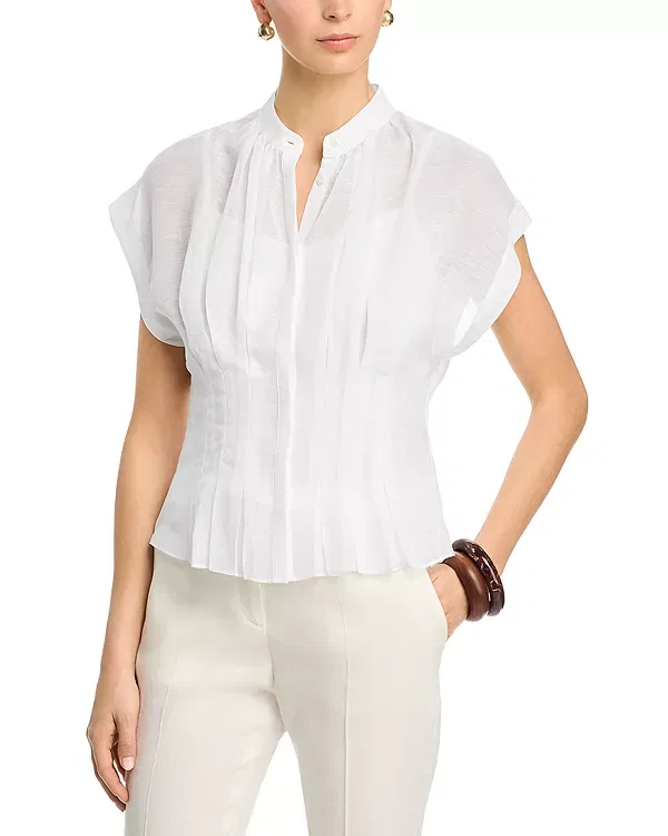Женский топ с воротником-стойкой Badavina Pleated Top Boss, Bright White
