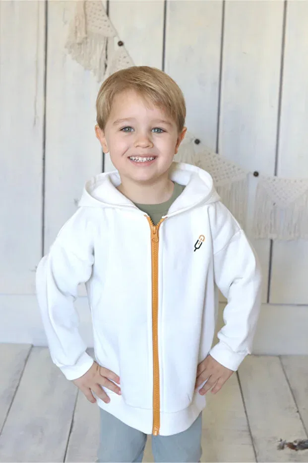 Детский кардиган на молнии с капюшоном Vennusbaby, Off-White