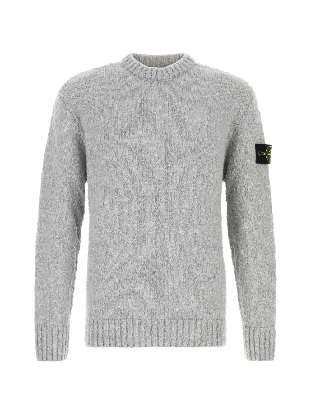 Свободный шерстяной свитер с нашивкой-логотипом Stone Island, серый