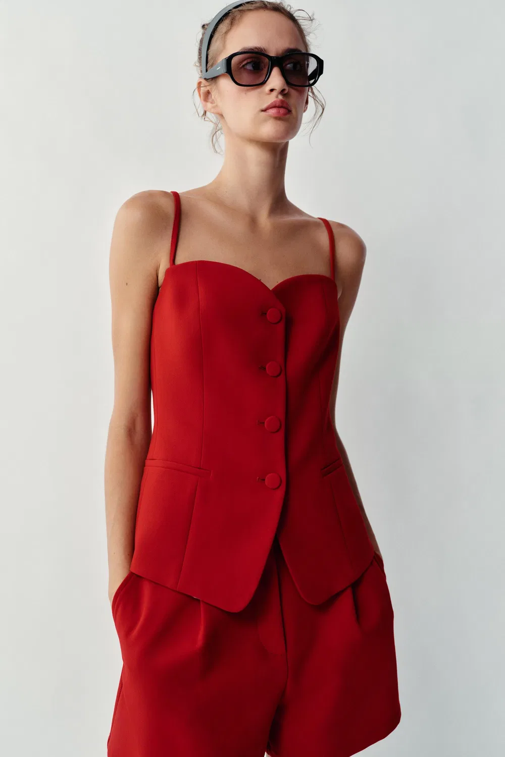 Жилет с вырезом в форме сердечка ZARA, Red — фото 2