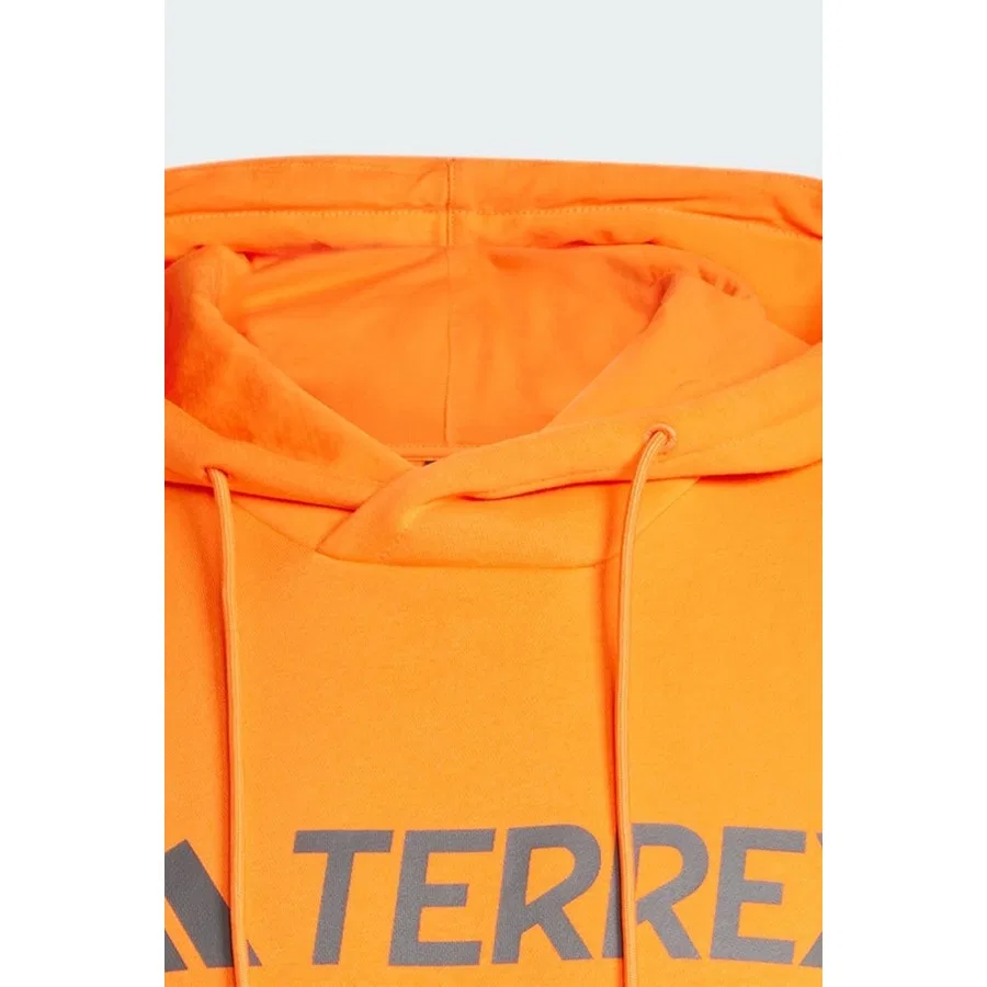 Свитшот мужской с капюшоном и принтом Terrex adidas, Yarı Etki Turuncu/Kömür — фото 4