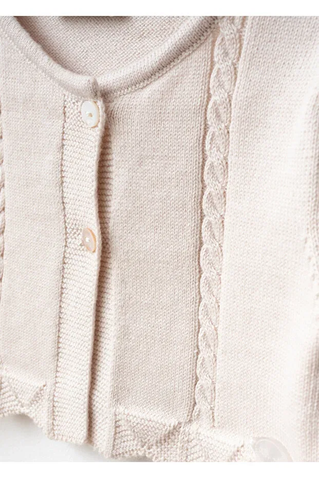 Детский кардиган с принтом Lace-Like knit mini cardigan with hair braided skirt Babymio, Organic — фото 3