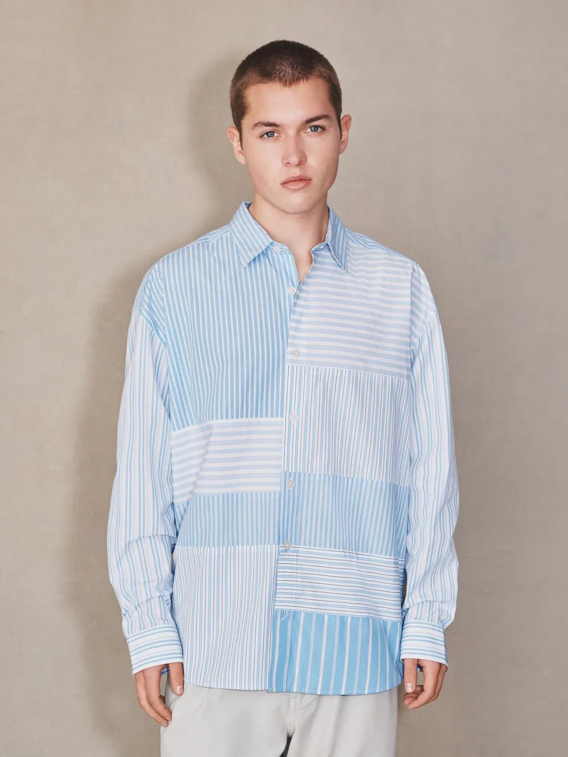 Рубашка с панельным принтом Blue Panel Stripe Shirt Next, синий