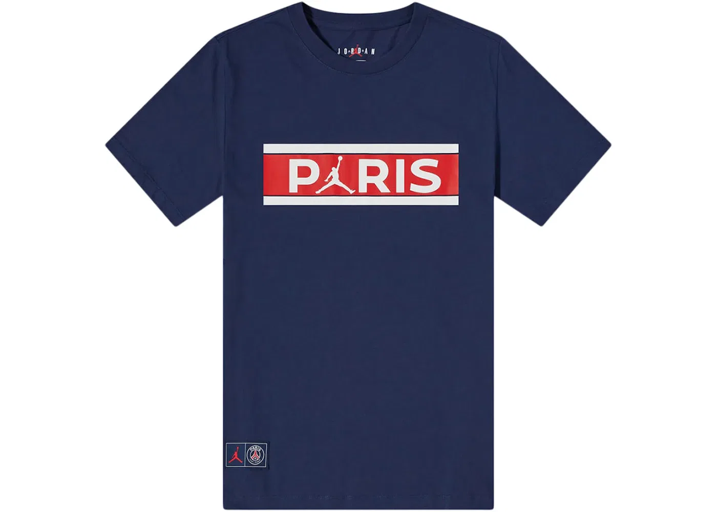 Мужская футболка с логотипом Air Jordan x Paris Saint-Germain Block Logo Jordan, Midnight Navy/Red/White