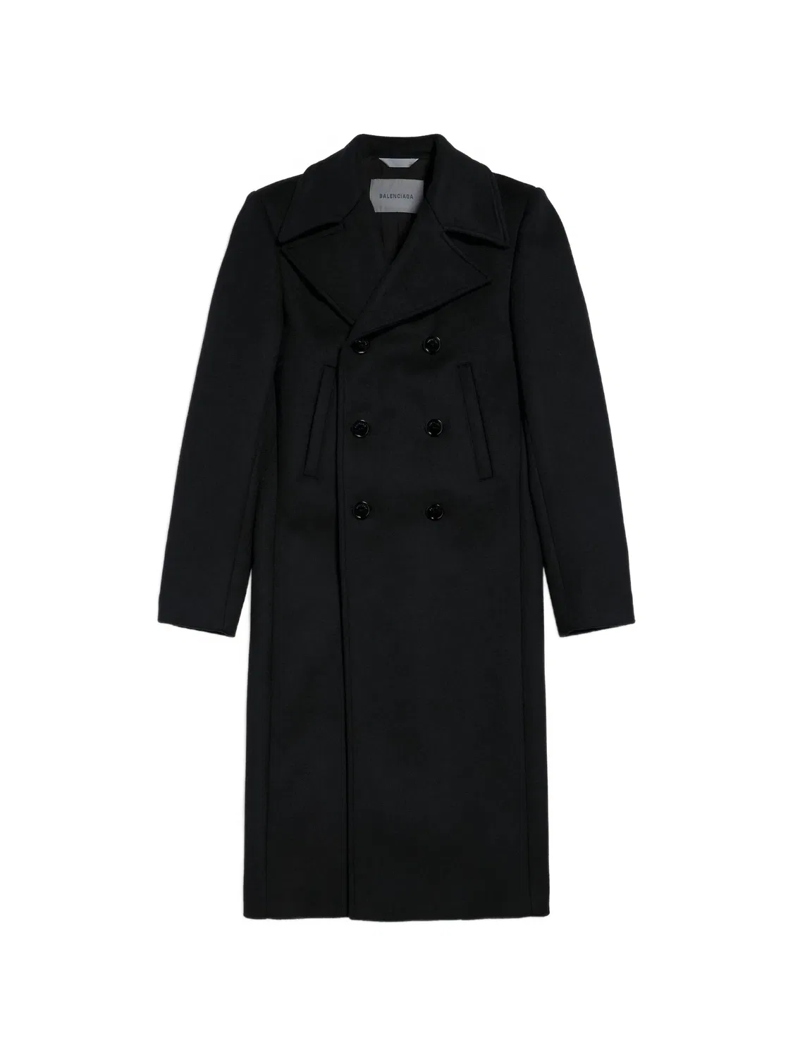 Пальто двубортное черное Balenciaga, черный
