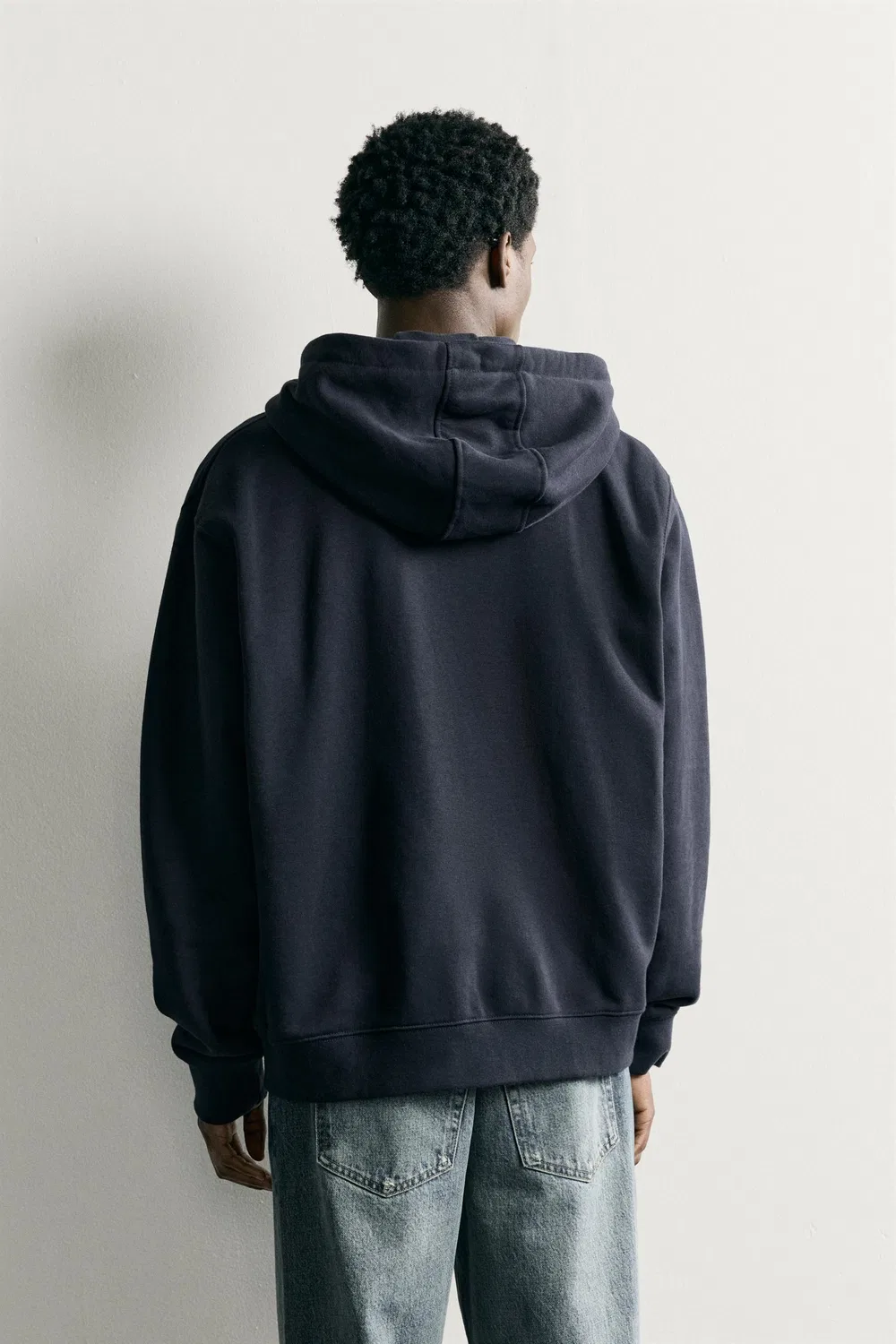 Толстовка свободного кроя на молнии ZARA, Navy blue — фото 3