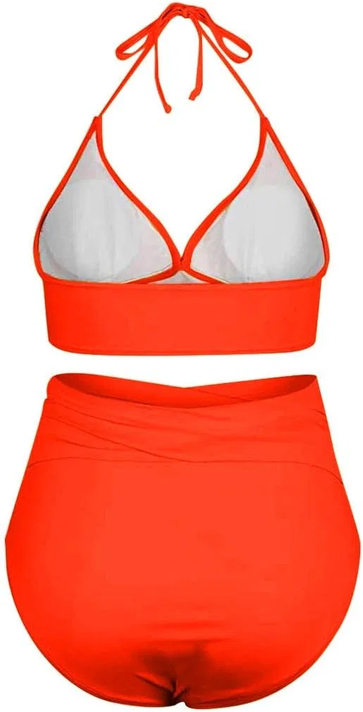 Женский бикини с высокой талией и утяжкой живота, Orange — фото 4