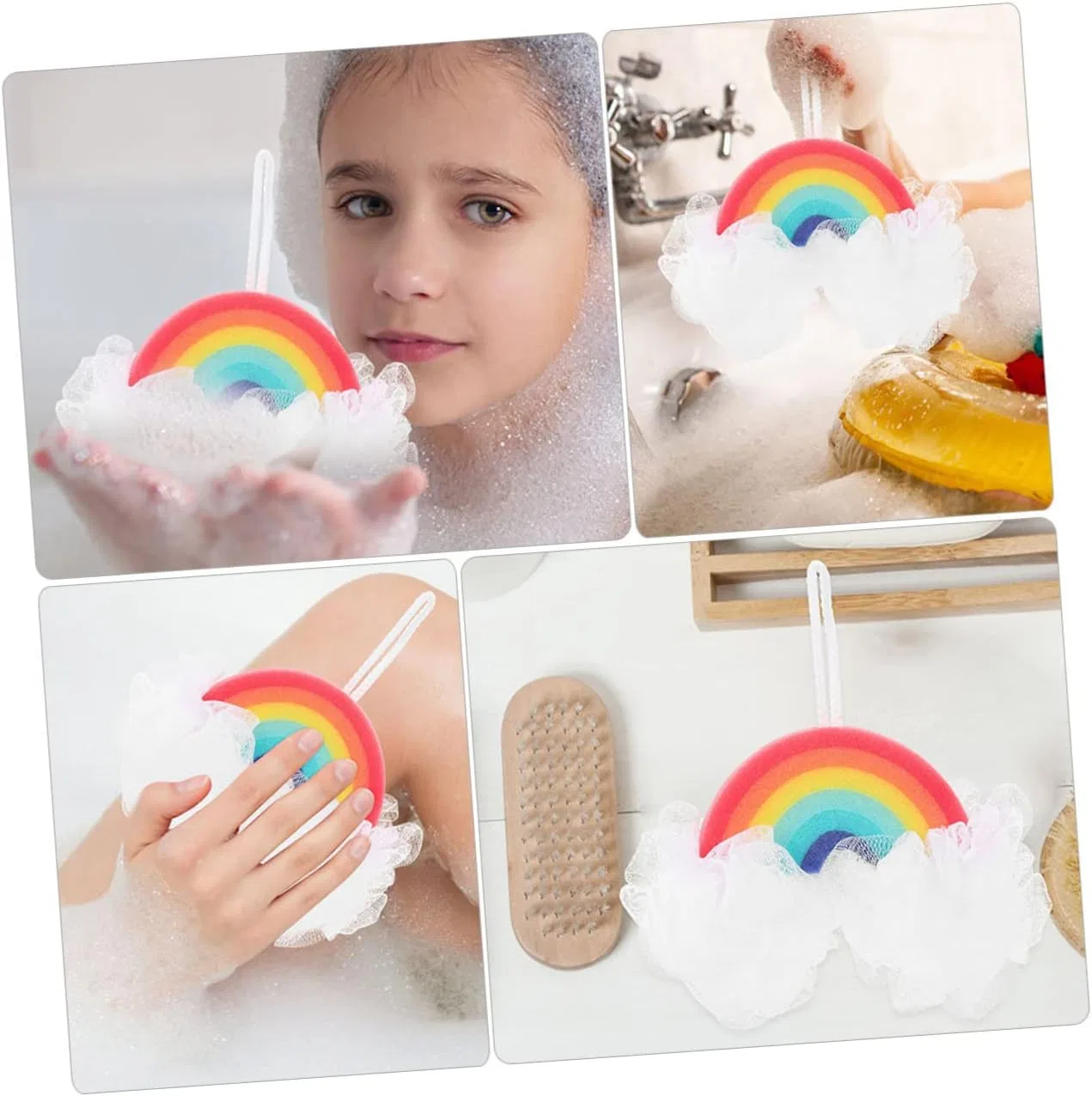 Губка для ванны Rainbow Bath Scrubber, DOITOOL, 4 шт, 20x15x7 см — фото 4