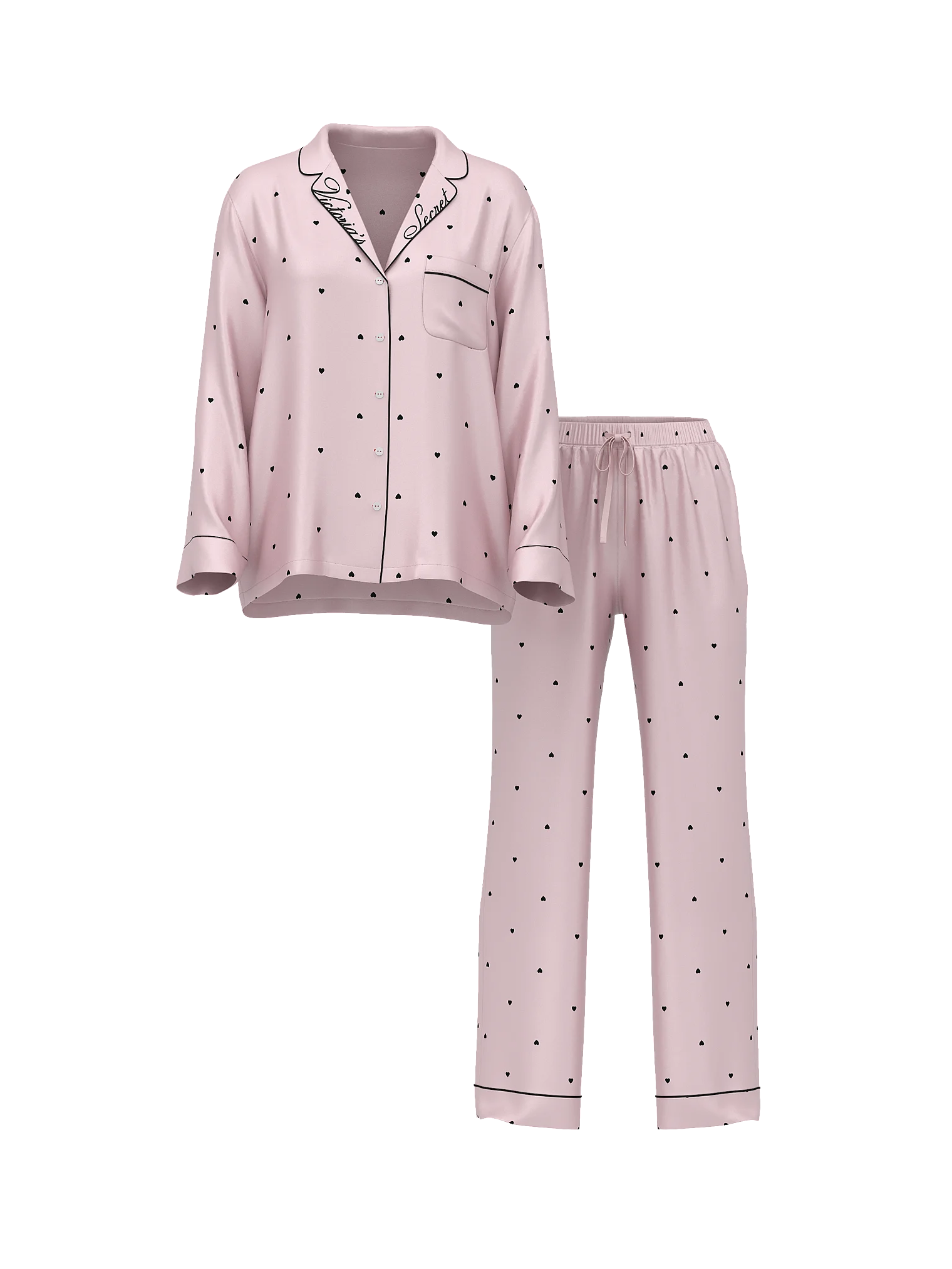 

Пижама Victoria's Secret Signature Satin Long, розовый/черный