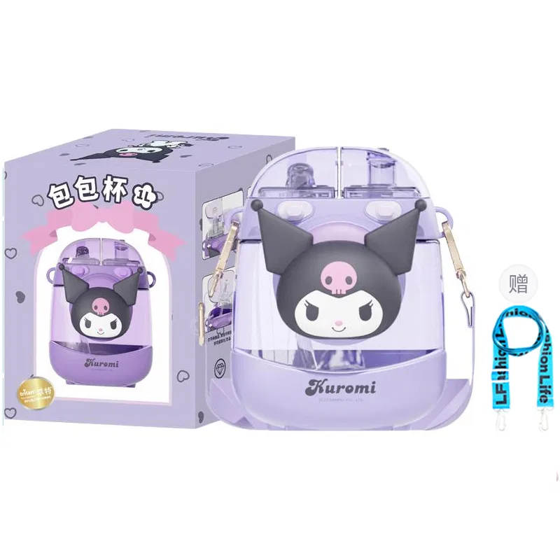 Детский стакан с крышкой и ремешком Kuromi Water Cup+LFLife Water Cup Straps Sanrio, 1000 мл, Black