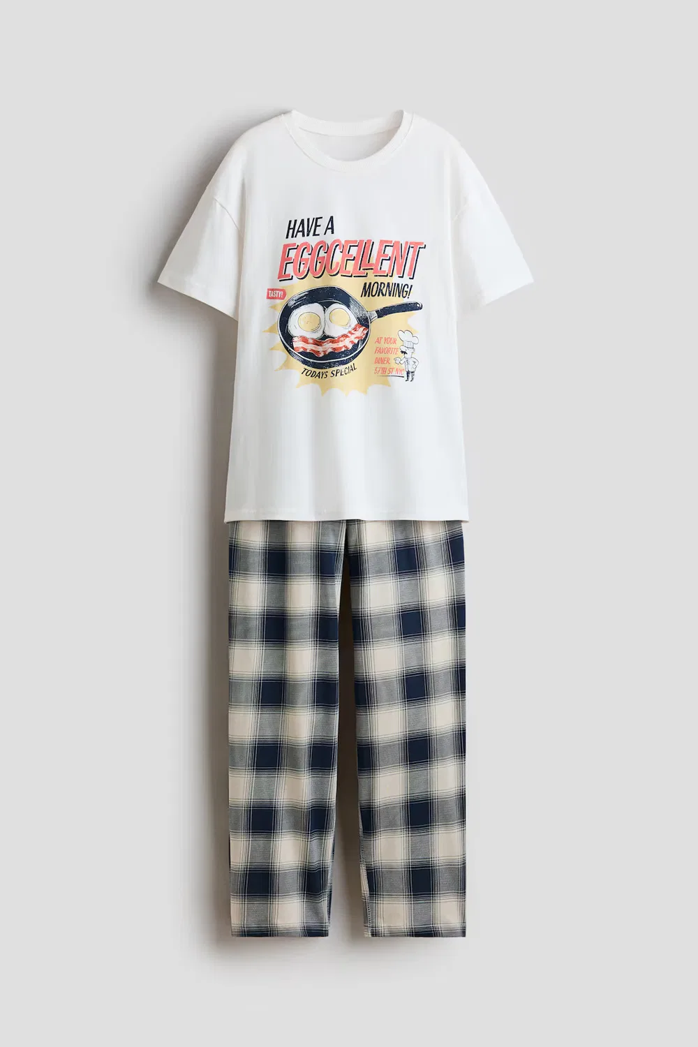 Пижама из набивного хлопка H&M, Elfenbein/Eggcellent