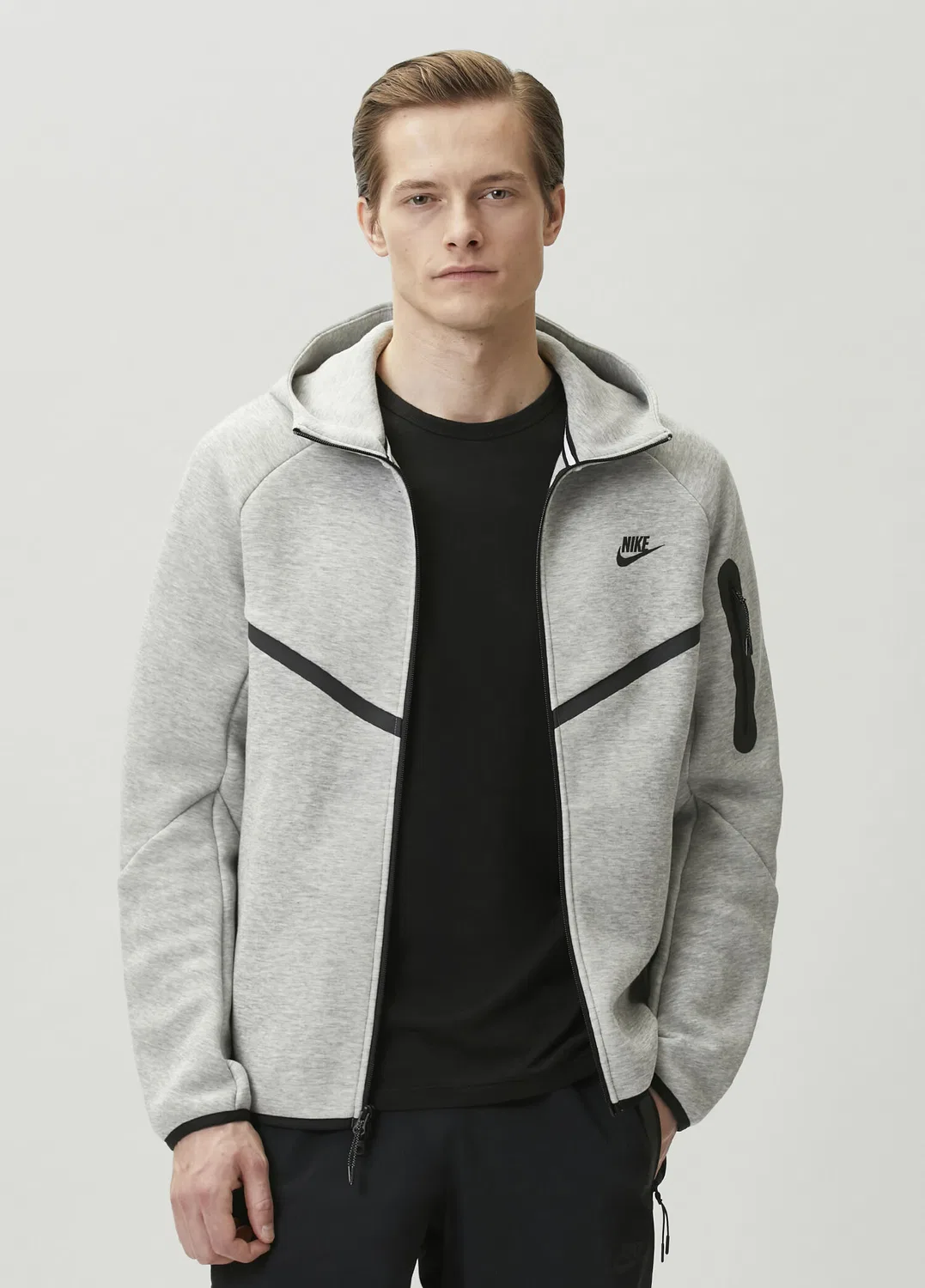 Свитшот с капюшоном Nike, черно-серый