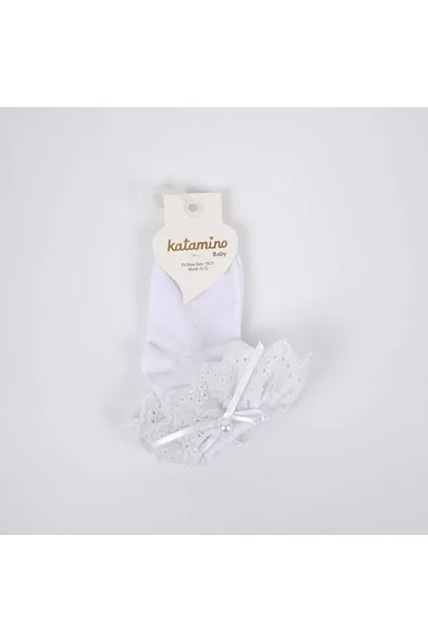 Детские носки для девочек с вышивкой Katamino, Powder — фото 3