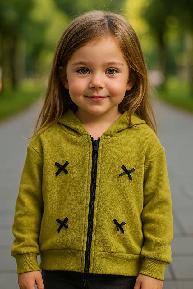 Детское худи для девочек с капюшоном на молнии Yalçınoğlu Kids, Green