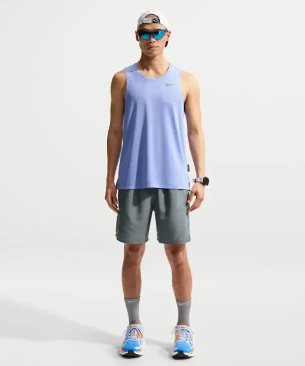 Шорты для бега с подкладкой, Dry Fit, Nike, серый дымчатый