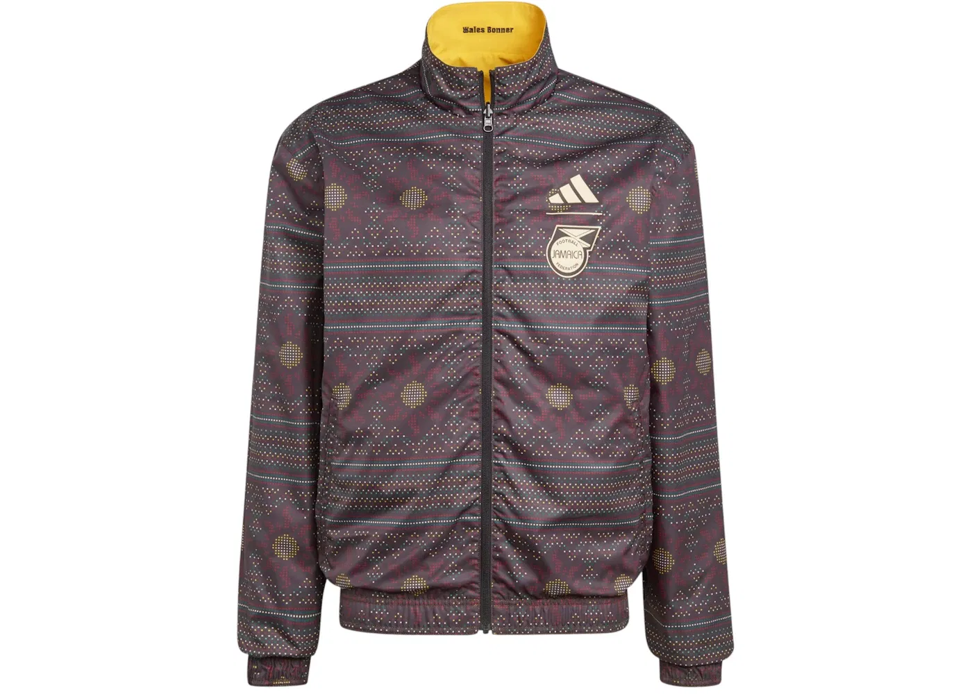 Мужская куртка двусторонняя с принтом Adidas x Wales Bonner Jamaica Anthem Reversible Jacket, Bold Gold/Black — фото 2