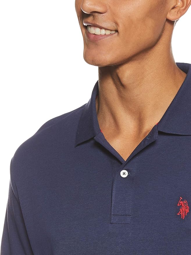 Поло U.S. Polo Assn. Solid Short Sleeve Interlock, темно-синий классический — фото 3