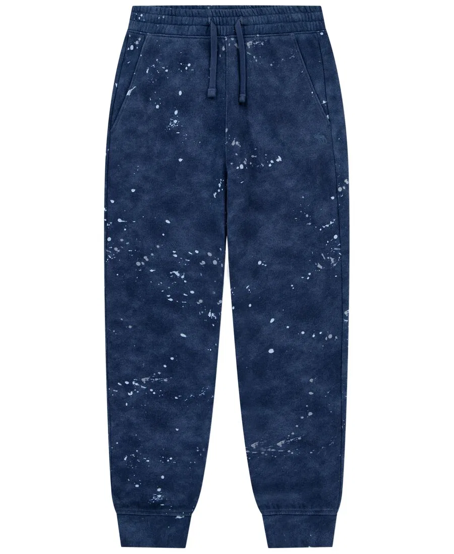 Детские джоггеры из футера с принтом красками Abercrombie Kids, Navy Paint Splatter