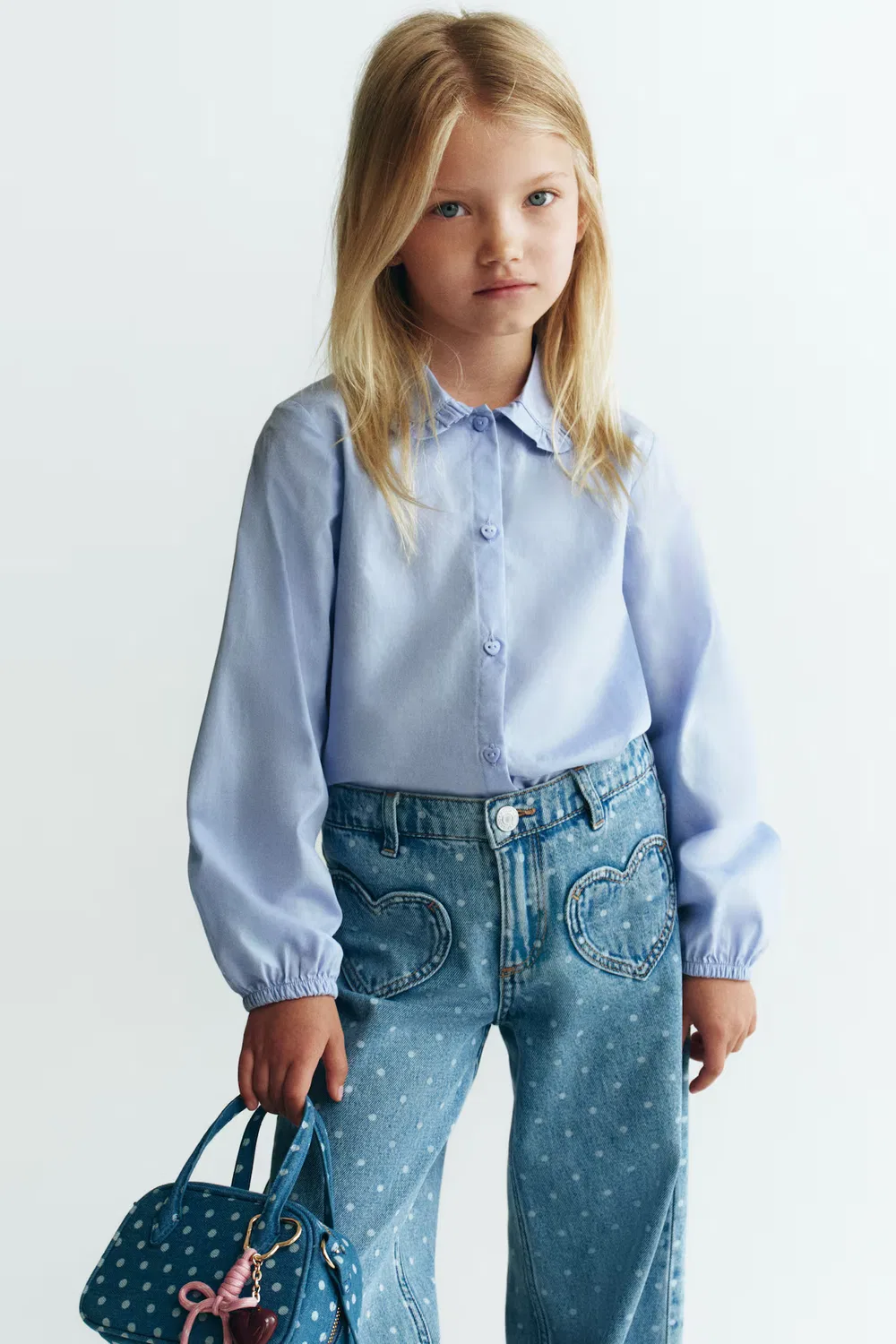 Хлопковая блузка с воротником H&M, Hellblau