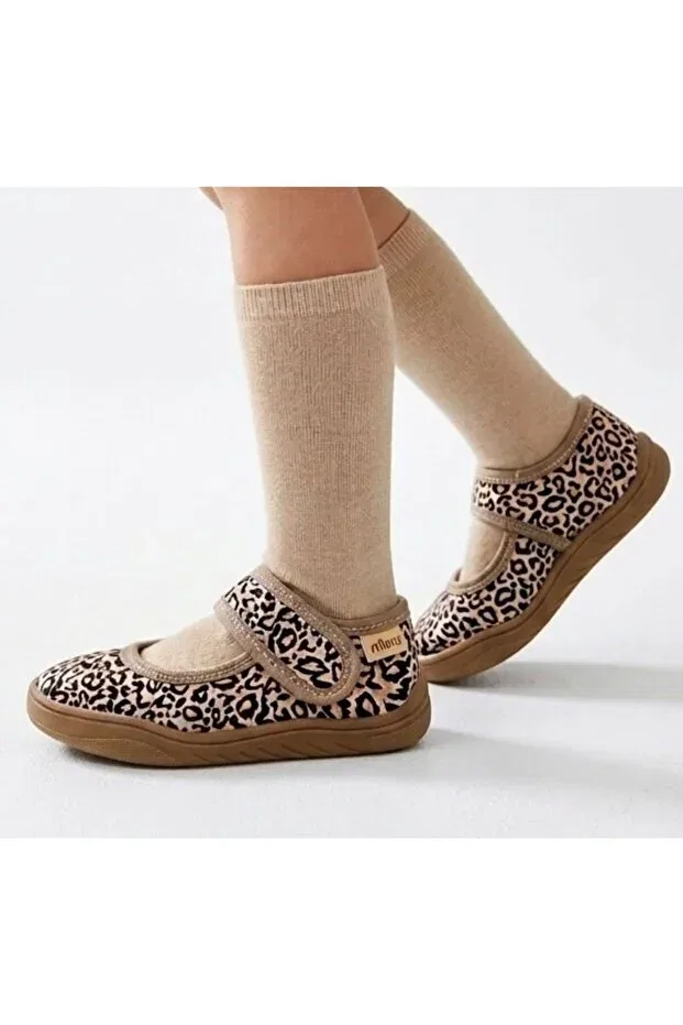 Детские туфли для девочек с принтом Guppy Kids, Beige Leopard