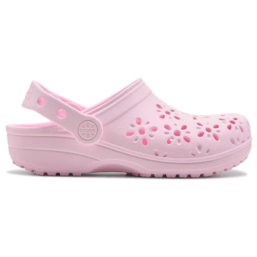 Классические детские сабо с цветочным рисунком Crocs, Pink Milk Flower — фото 2