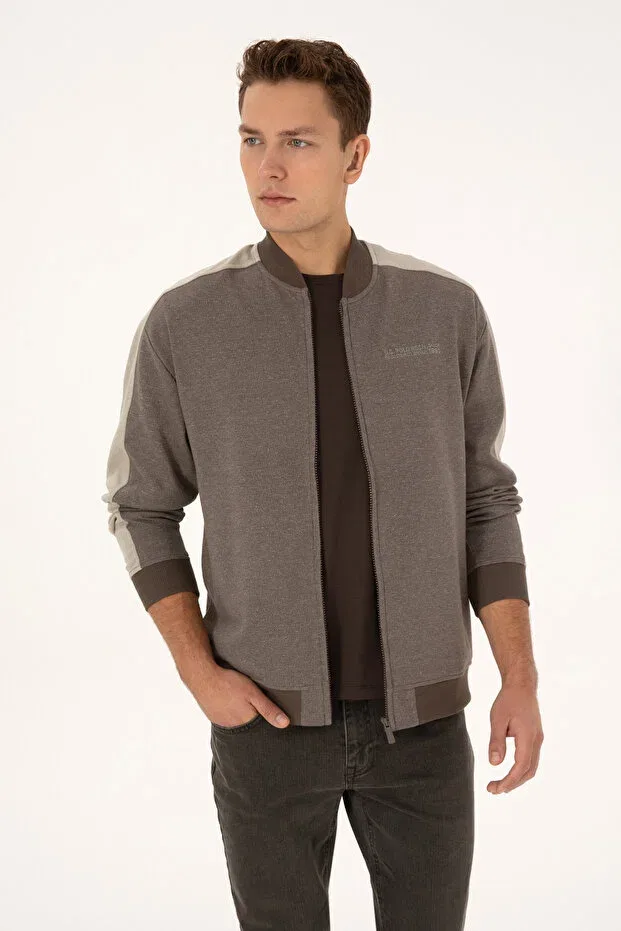 Мужской кардиган с длинным рукавом U.S. Polo Assn., Taupe — фото 3