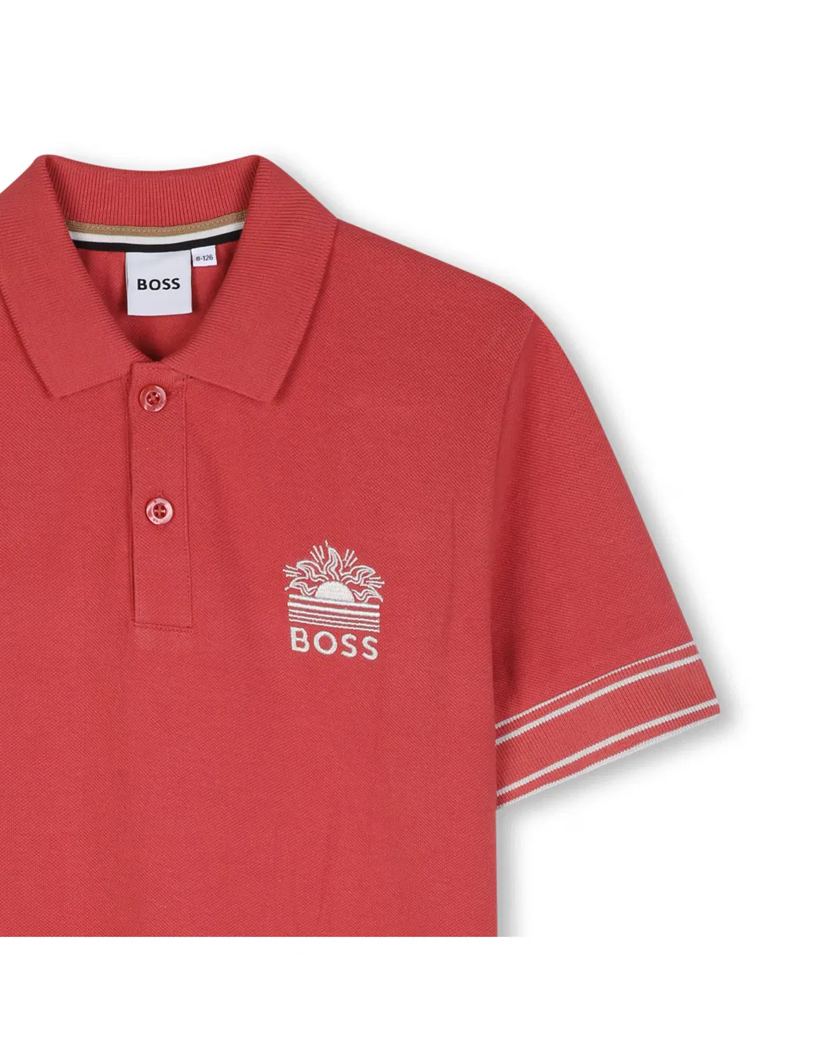 Детское поло для мальчиков хлопковое BOSS Kidswear, Rosa — фото 4
