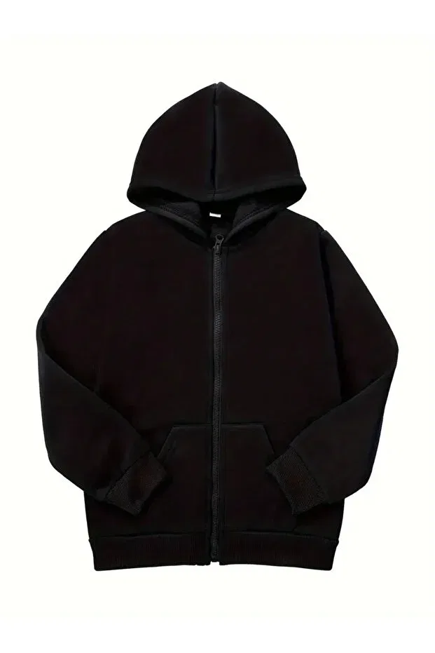 Детское худи с капюшоном на молнии для девочек и мальчиков, Daxis Sportwear Company, Black