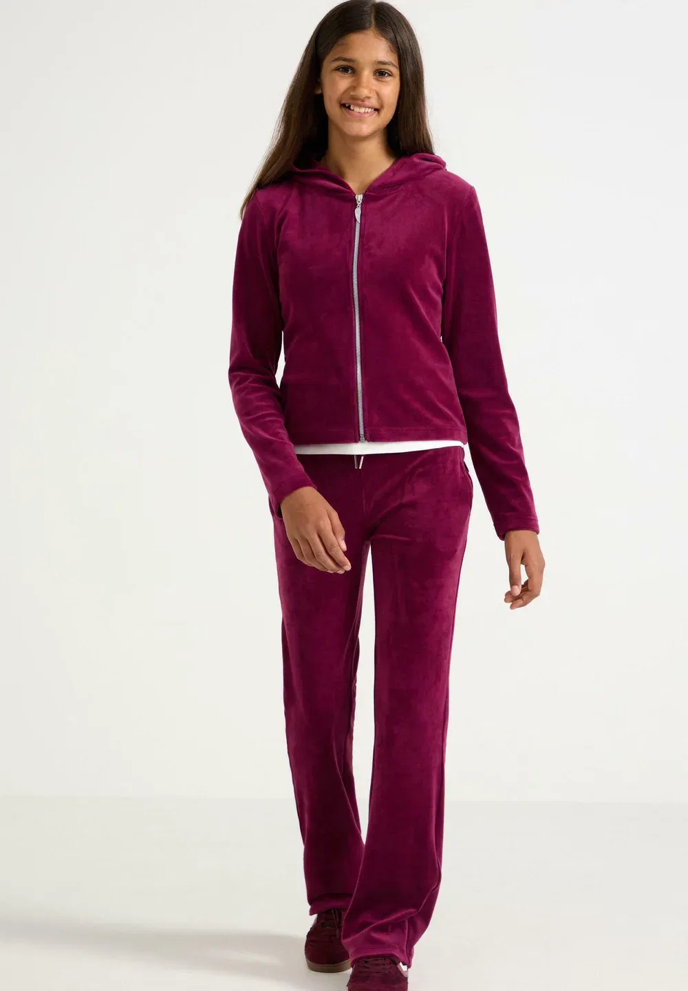 Велюровая толстовка на молнии Lindex, Dark Red