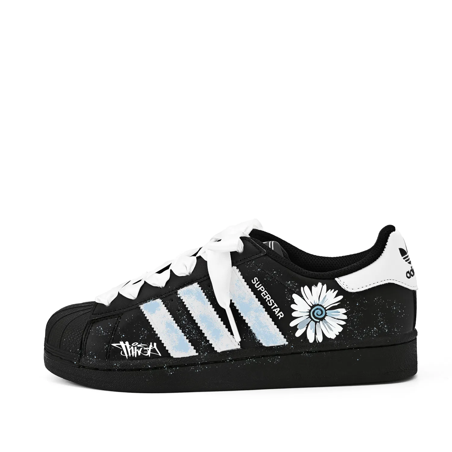 Детские кроссовки для скейтбординга с ручной росписью Adidas Originals Superstar 2, Haze Blue