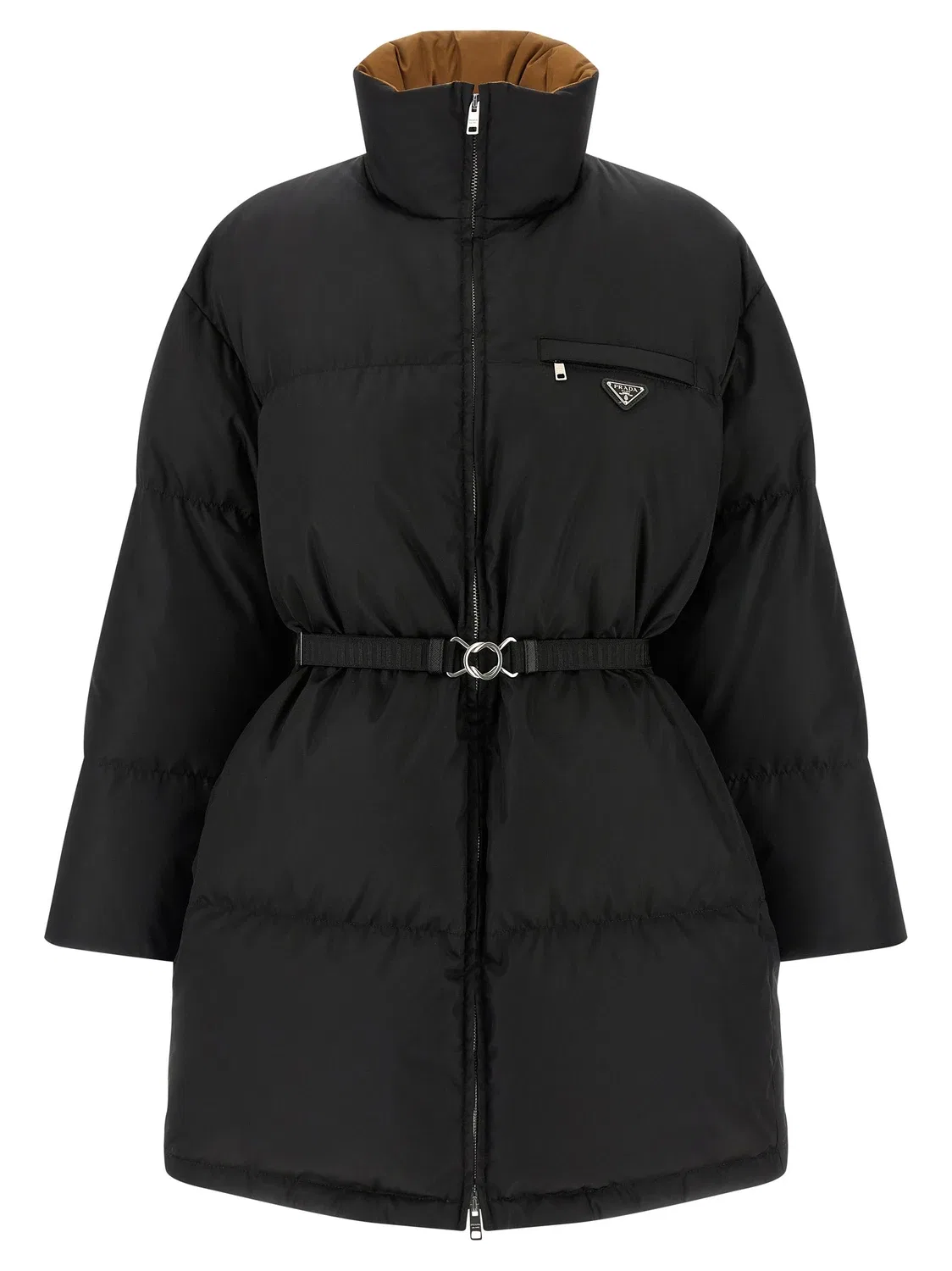 Удлиненный пуховик Re-Nylon Prada, черный