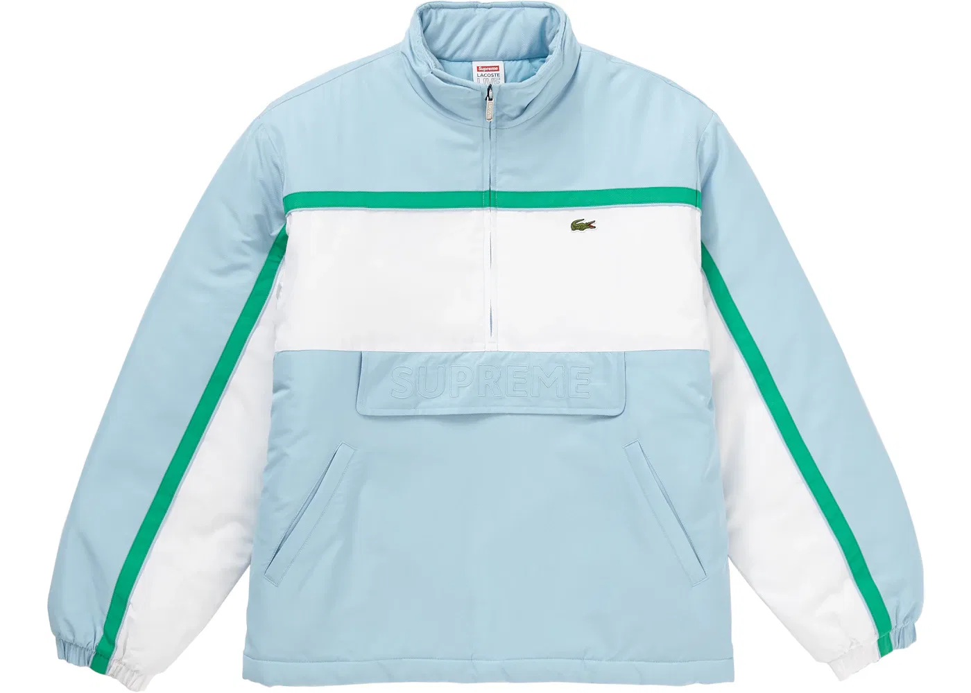Мужская куртка-пуховик с полузастежкой-молнией Supreme LACOSTE, Light Blue